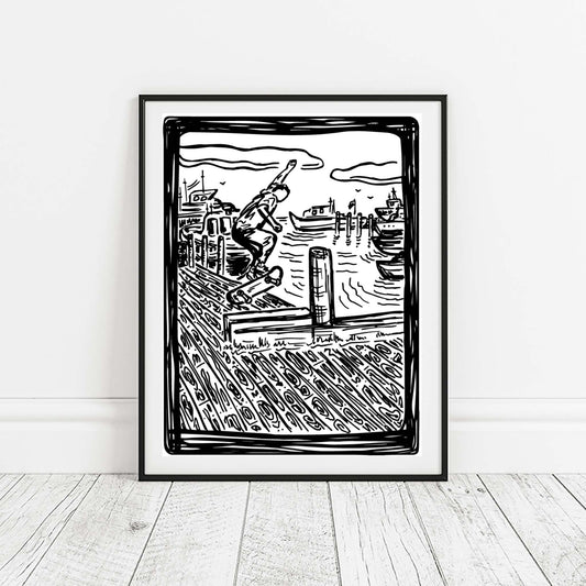 Montauk Dock Ollie Skate Print