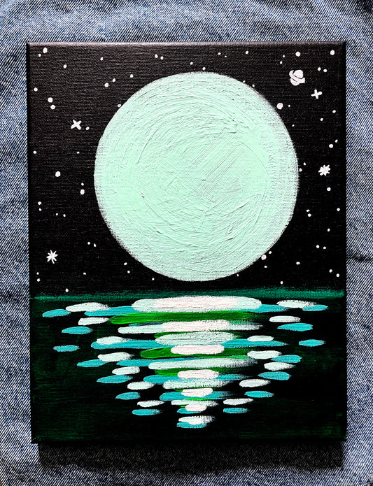 "Mint Moon" Small Painting