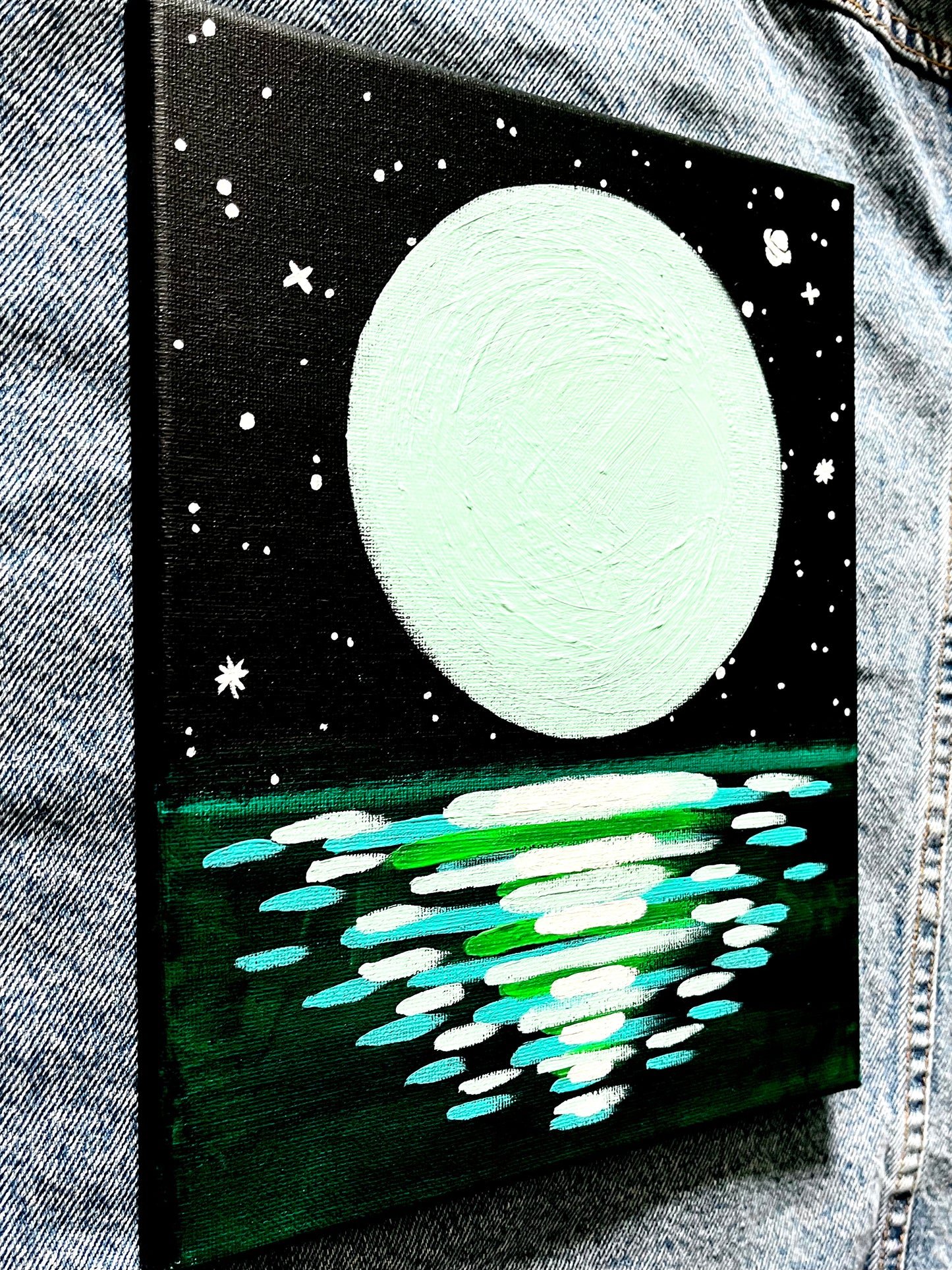 "Mint Moon" Small Painting