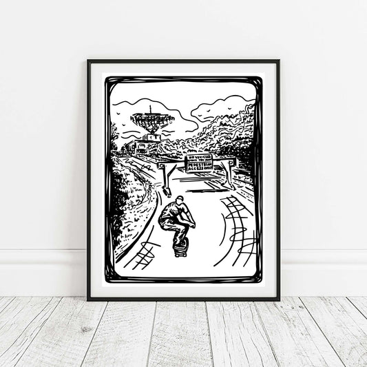 Stranger Thing Montauk Radar Tower Skate Print